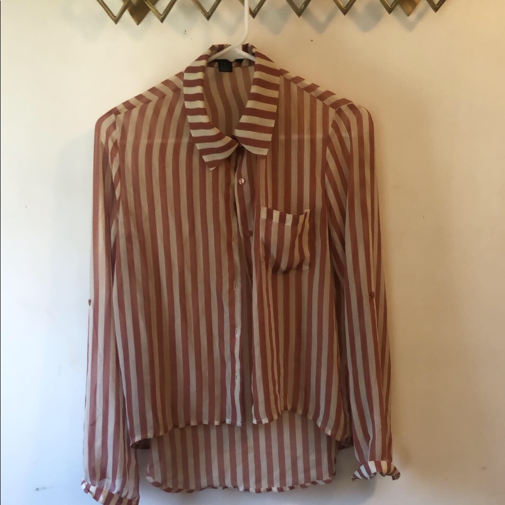 Sheer semi cropped button down